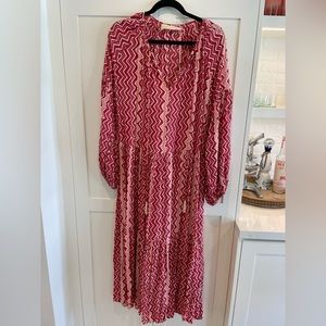 Natalie Martin Briana Dress in Grenadine Pink Zig Zag. Size L.